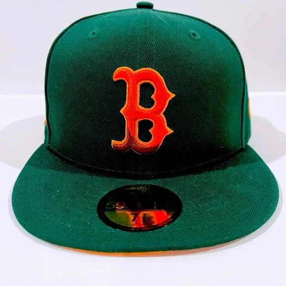 BOSTON RED SOX MLB GREEN AUTUMN COLLECTION Fitted Hat with World Series Patch. - Picture 1 of 10